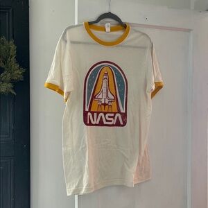 NASA Retro Space Shuttle Graphic Tee - White with Mustard & Teal